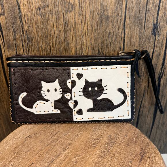 Genuine Leather Wallet Wristlet Cat Purse Card Holder NEW FAST SHIP - Picture 2 of 7